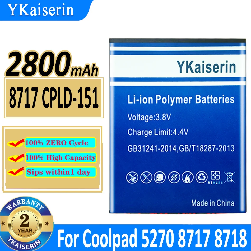 

2800mAh YKaiserin Battery CPLD-151 CPLD151 CPLD 151 For Coolpad 8718 5270 8717 Mobile Phone Batteries