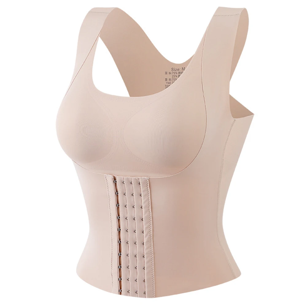 Women Shapewear Padded Tummy Control Tank Top Corset Slimming Camisole Sheath Body Shaper Bra Posture Corrector Compression Vest