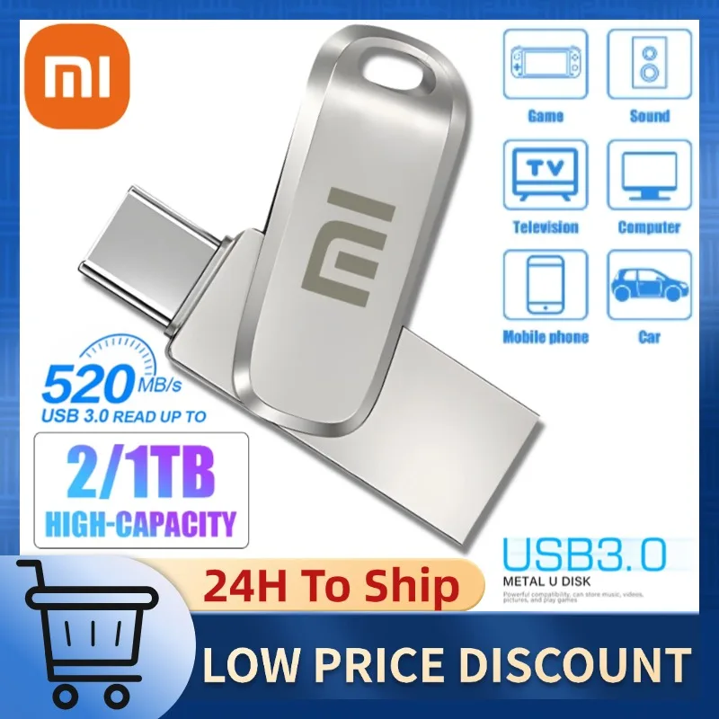 Металлический флеш-накопитель Xiaomi 512 ГБ OTG USB 3 0 с интерфейсом Type-C