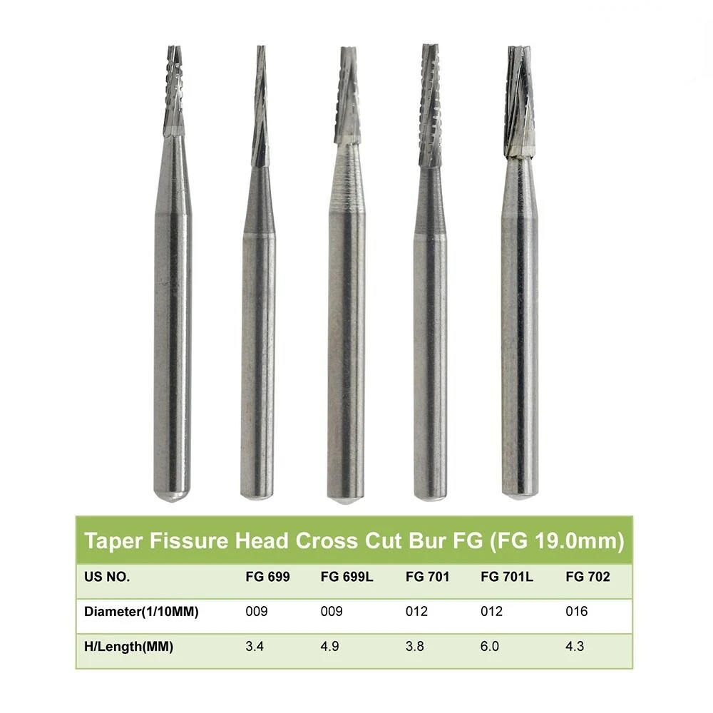 Wave Dental Tungsten Carbide Bur Taper Fissure Cross Cut FG 699 701 702 Prima UK