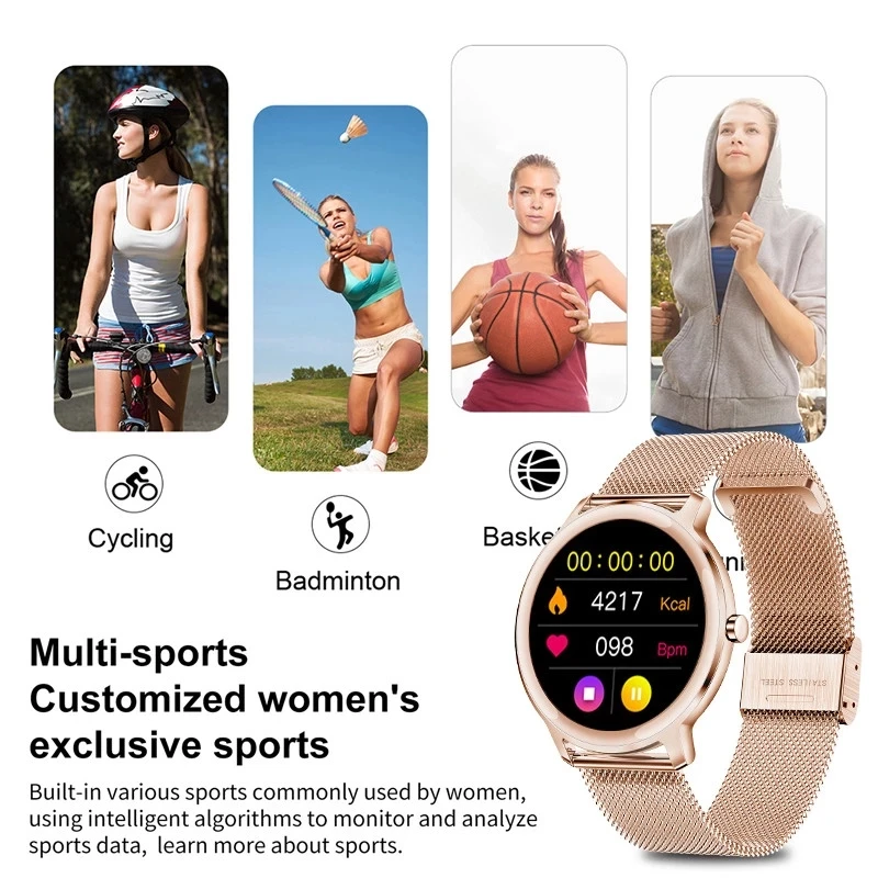 

2021 New Smart Watch Women Physiological Heart Rate Blood Pressure Monitoring For Android IOS Waterproof Ladies Smartwatch