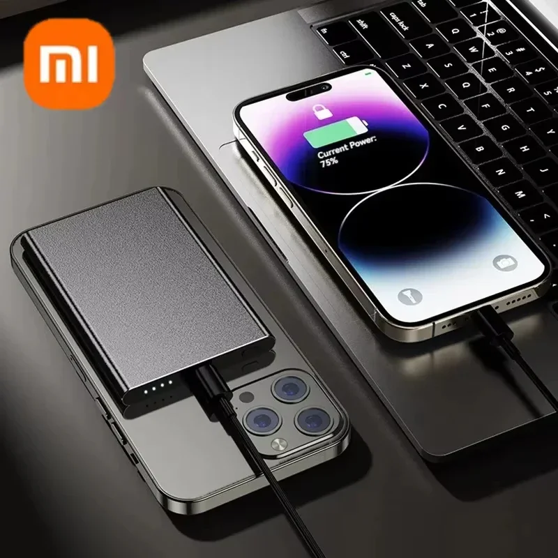 Фото Ультратонкий беспроводной магнитный внешний аккумулятор Xiaomi 50000 мАч 20 Вт, сверхбыстрая зарядка Magsafe, портативный внешний аккумулятор для Iphone, новинка №3