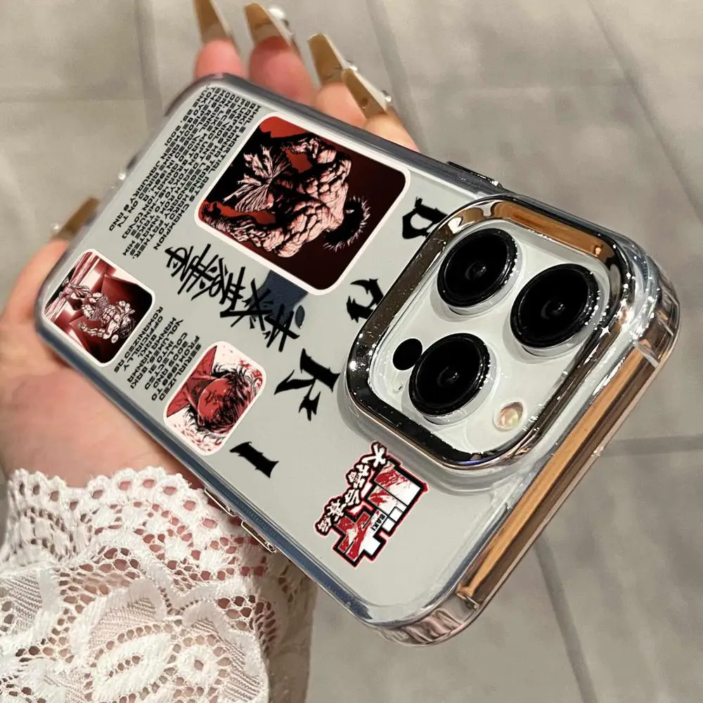 Фото Стильный чехол Cool B-Baki HanmaS для iPhone 17 Air 16 15 14 Plus 13 12 11 Pro Max 16e, противоударный, прозрачный, с HD-печатью на задней панели №3