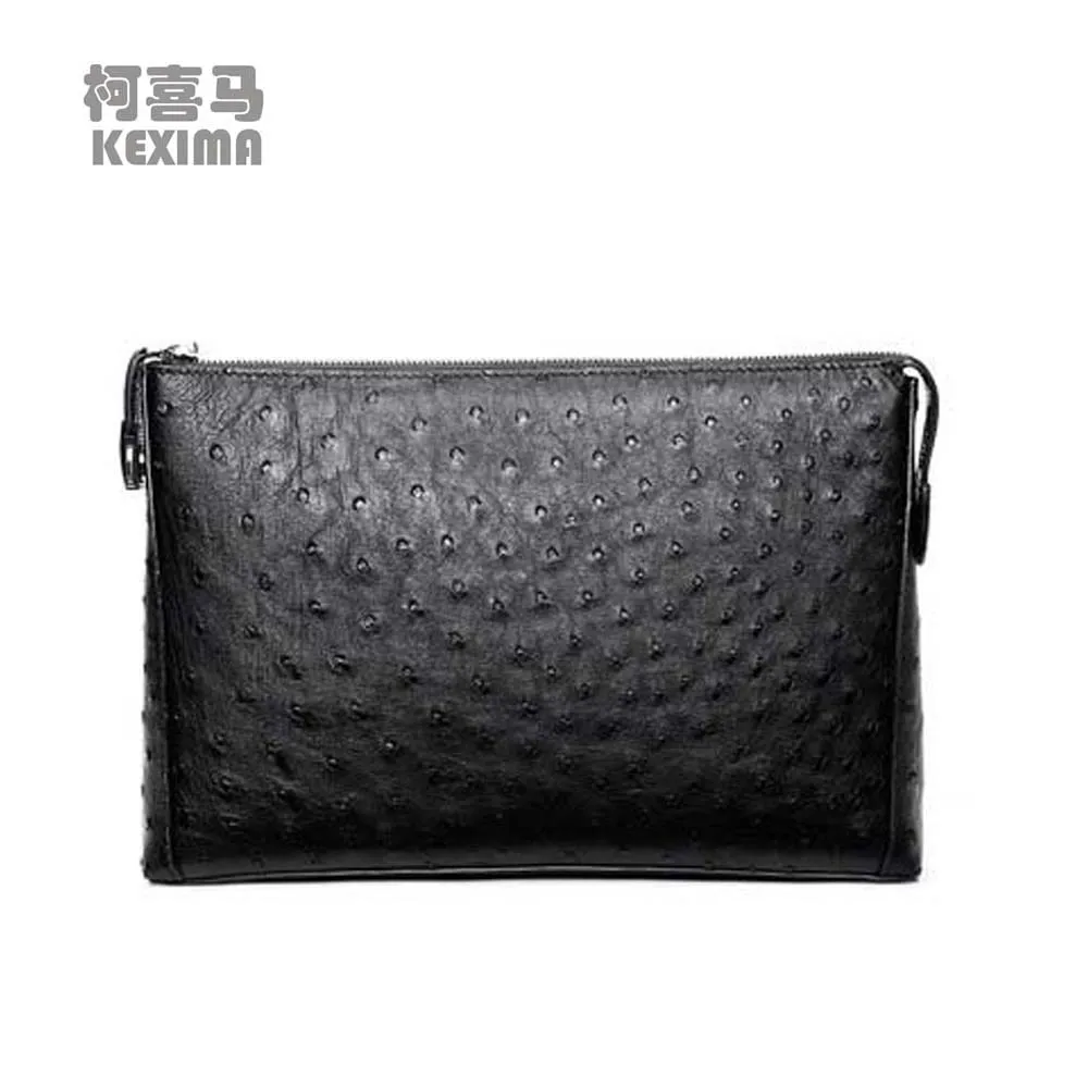 

KEXIMA hanlantge new Ostrich leather handbags male ostrich bag business large capacity Hand bag long Men bags male wallet