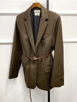 wool suit without buckle lapel belt models 2022 new commuter fashion simple short jacket women two colours