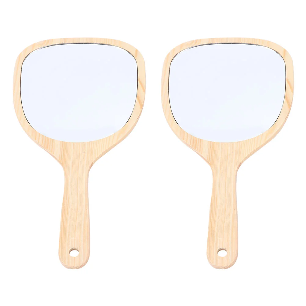 

Mirror Makeup Hand Handheld Handle Mirrors Cosmeticheld Travelvanity Women Portable Compact Wood Woodendecorative Beauty Single