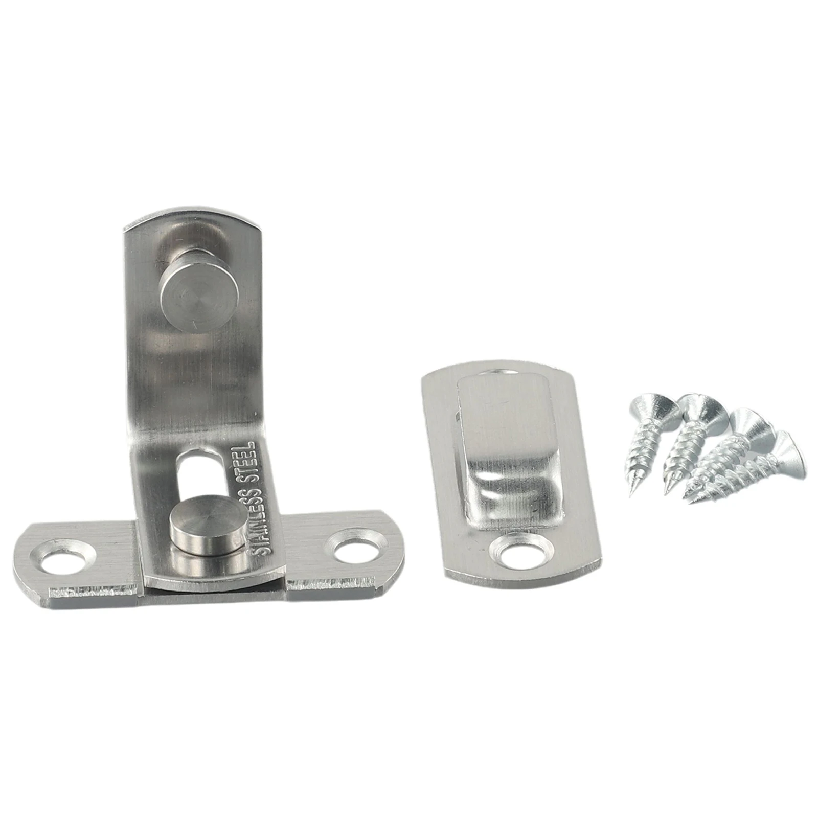 

High Quality Accessories Durable Door Bolt Latch 90 Degree Hasp Silver Sliding Lock Stainless Steel Sliding Door