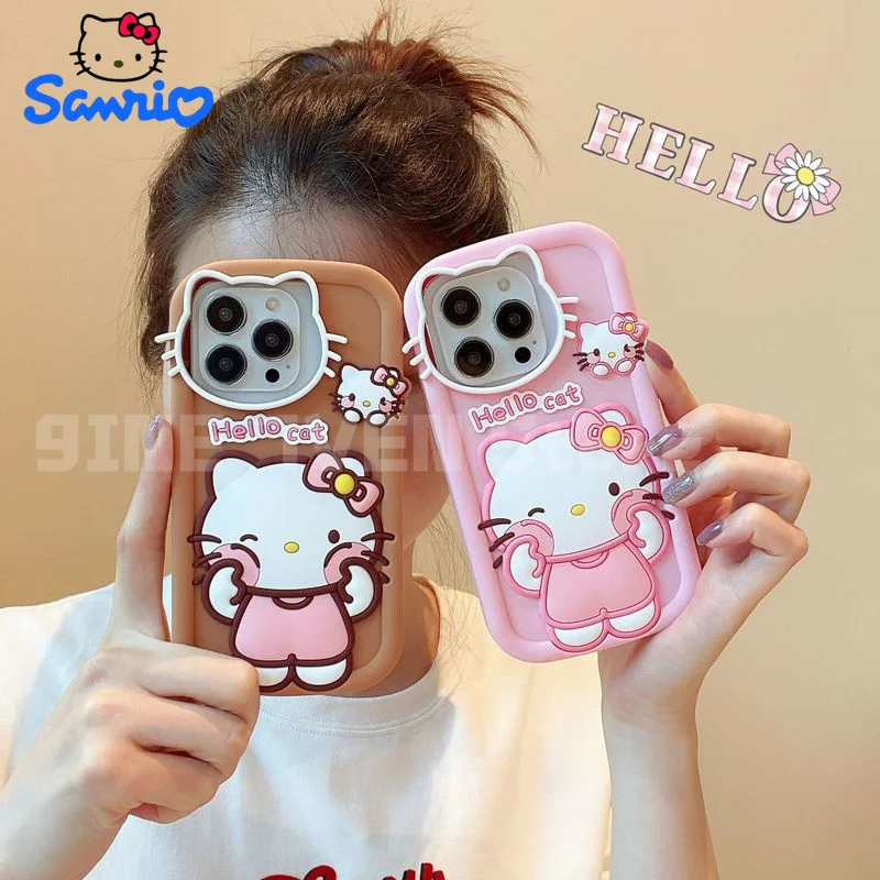 Кавайная камера с котиком милый Hello Kitty для Apple 14pro Max рисунком из искусственной