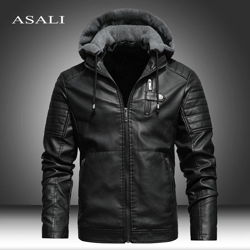 

Men Winter New Leather Jackets Coat Motorcylce Casual Fleece Thicken Motorcycle PU Jacket Biker Warm Leather Men Brand Clothing