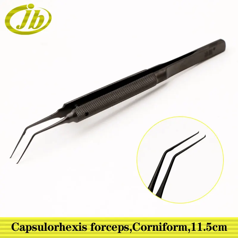 Capsulorhexis forceps 11.5cm vacuum blackening surgical operating instrument tissue tweezers corniform