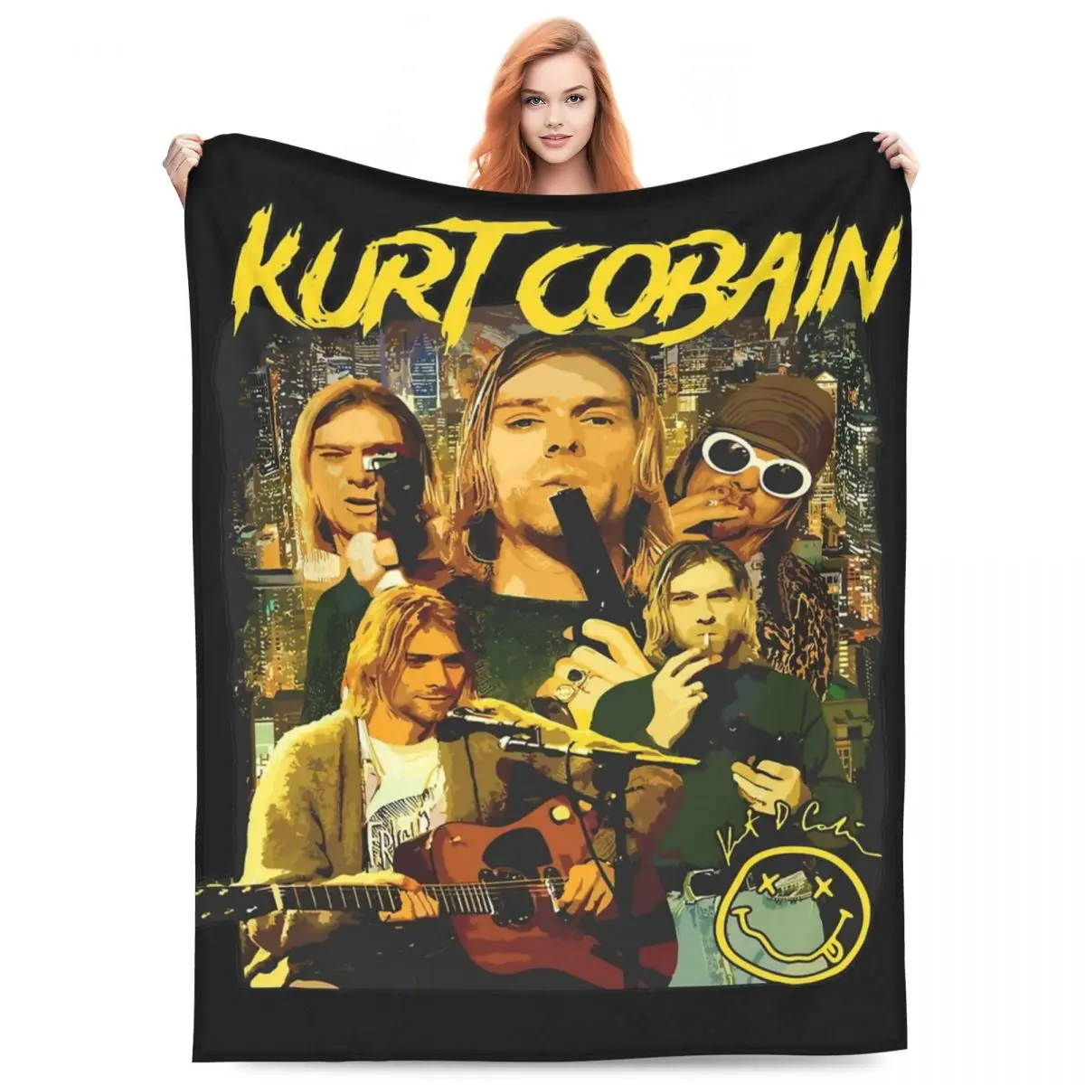 Одеяло Kurt Cobain фланелевое весенне-осеннее многофункциональное супермягкое