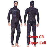 men wetsuit 5mm spearfishing diving suit cr neoprene open cell camouflage camo hooded free diving suit