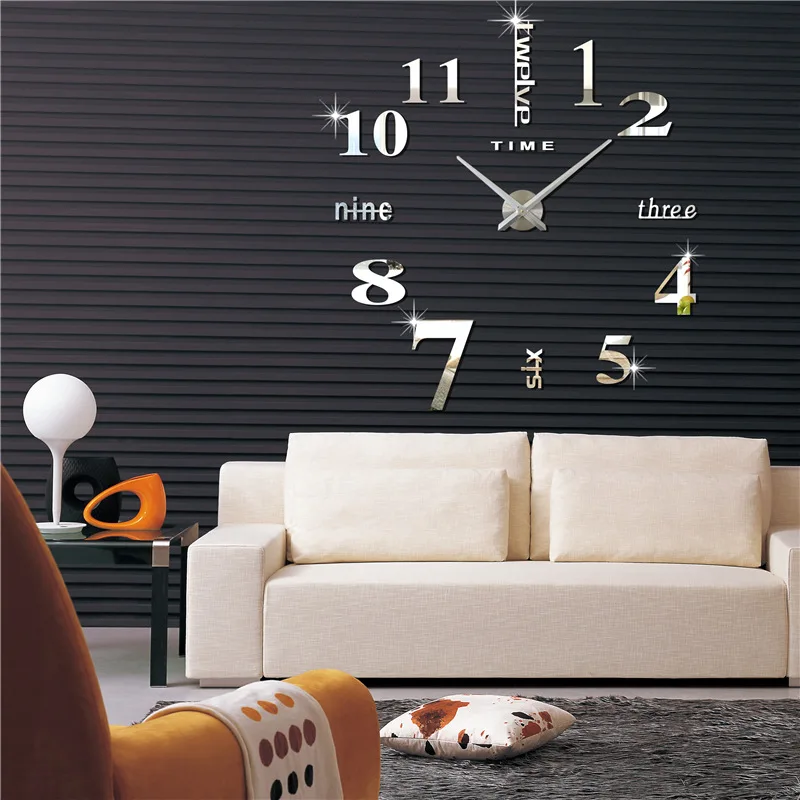 

Mini Home Wall Clock 3D DIY Acrylic Mirror Stickers For Decoration Living Room Quartz Needle Self Adhesive Hanging Watch