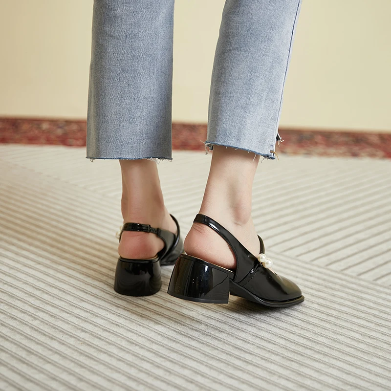 Baotou Sandals Female 2023 Summer Outside Wear New High Heels Female Fashion SandalsBlock Heel Mary Jane Shoe Woman