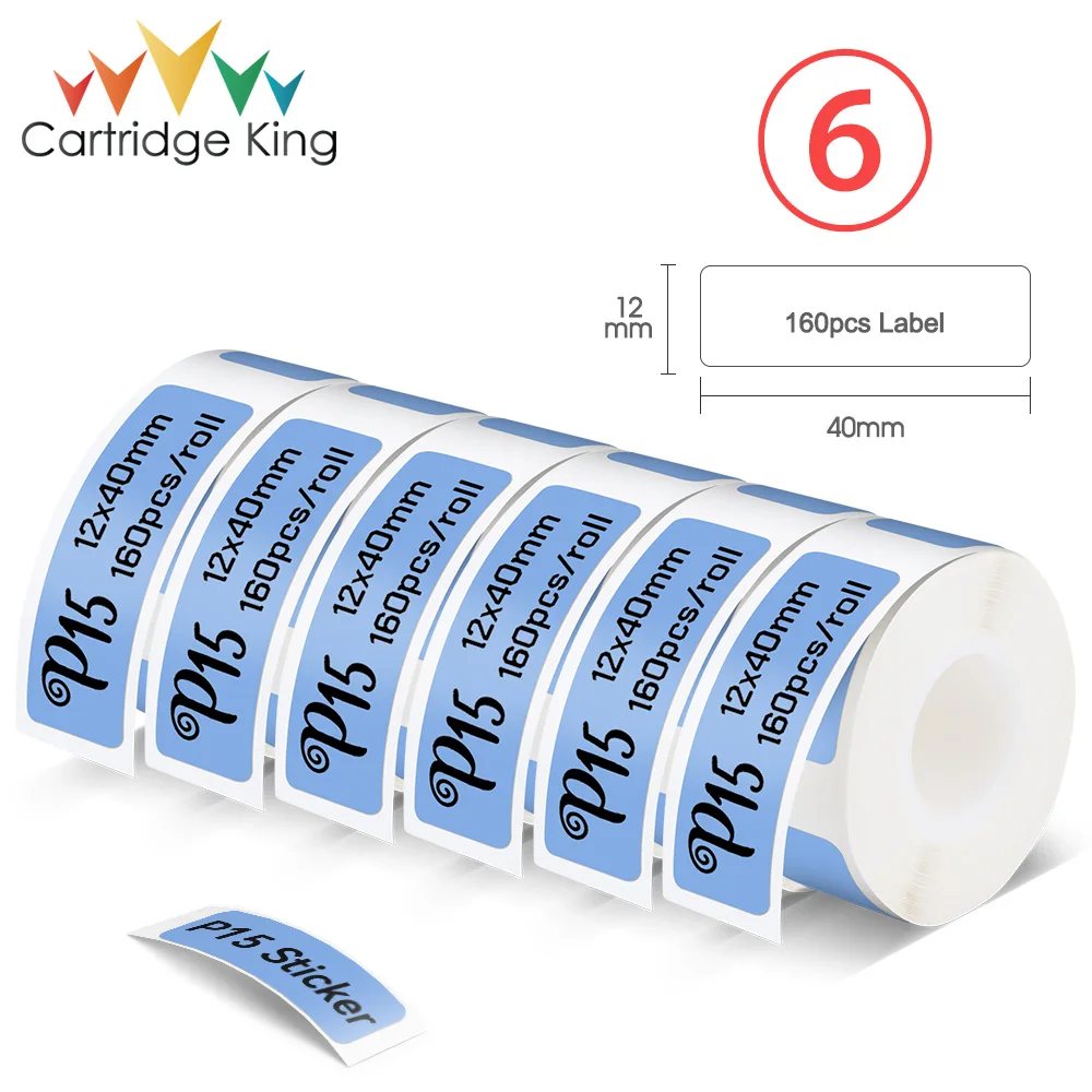 

4/6 шт., водостойкая наклейка для этикеток P15, 12 мм x 40 мм, 160 шт./рулон