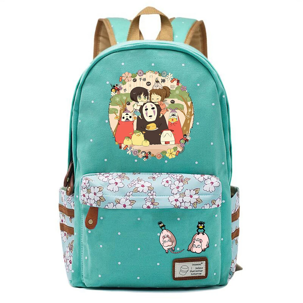 

Anime Spirited Away Canvas Backpack Teenger Packsack Casual Zip Schoolbag High Quality Knapsack Unisex Student Travel Laptop Bag