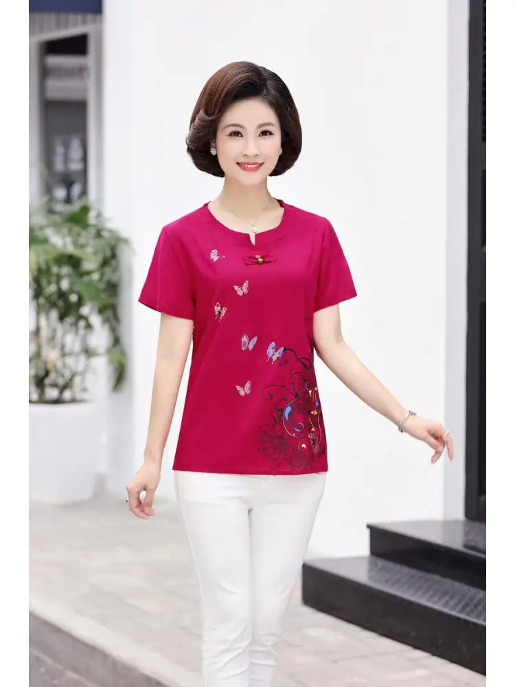 

Женская Винтажная футболка с коротким рукавом и принтом, размеры до 5XL