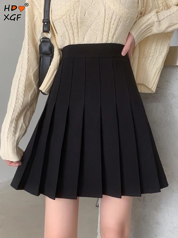 

Женская плиссированная мини-юбка, универсальная однотонная трапециевидная юбка на молнии, с высокой талией, в студенческом стиле, Y2K, на лето