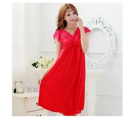 Sexy Women Ice Silk Sleepwear Female Nightgown Women Nightwear for Ladies Night Shirts Home Clothing