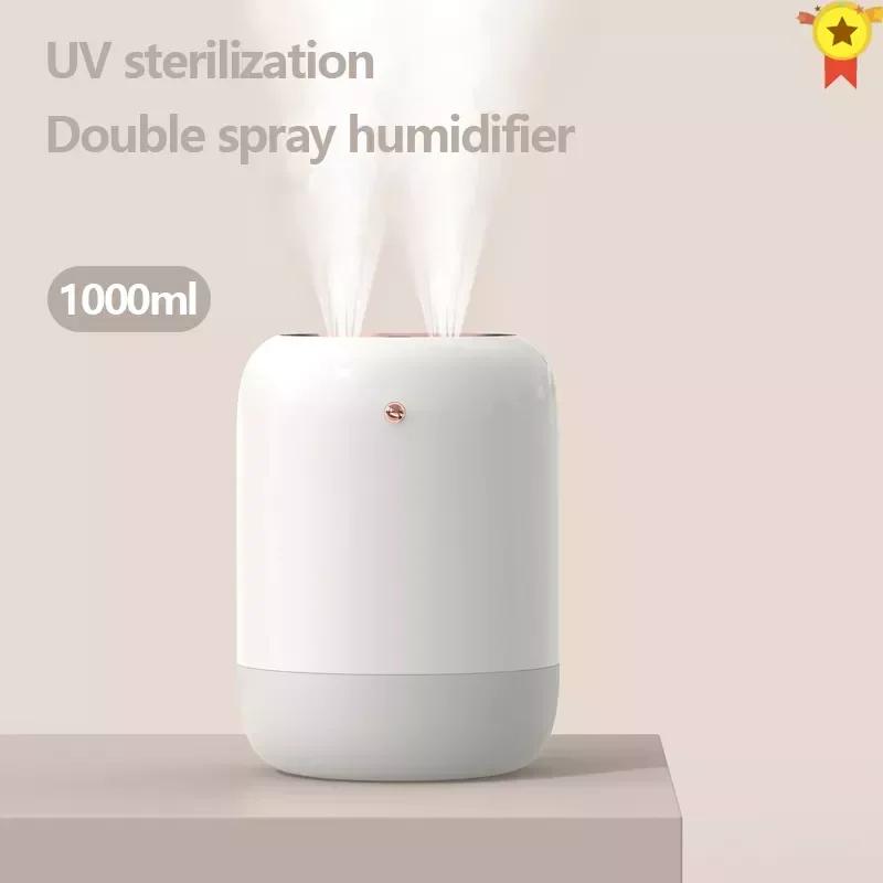 

NEW2023 Ultrasonic Air Humidifier 1000ML Big capacity Aroma Essential Oil Diffuser for Home USB Double spray Fogger Mist Maker