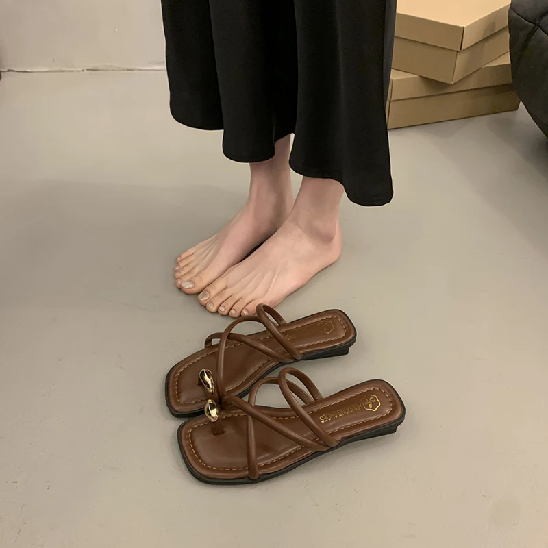 Сандалии на плоской подошве для женщин дизайнерские сандалии во французском