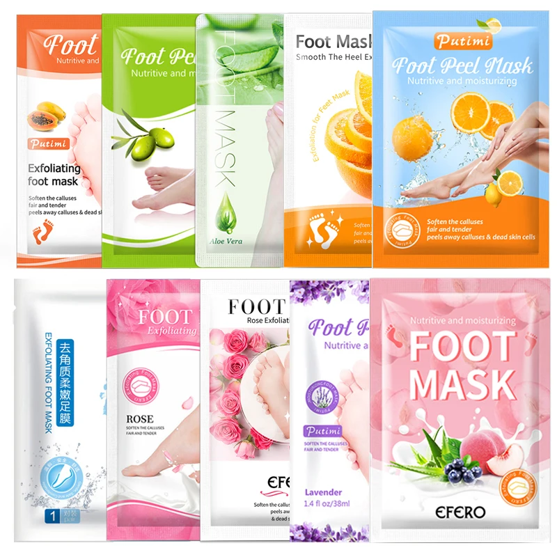 

10Pair Feet Exfoliating Foot Masks Pedicure Socks Exfoliation Scrub for Feet Mask Remove Dead Skin Heels Foot Peeling Mask Spa