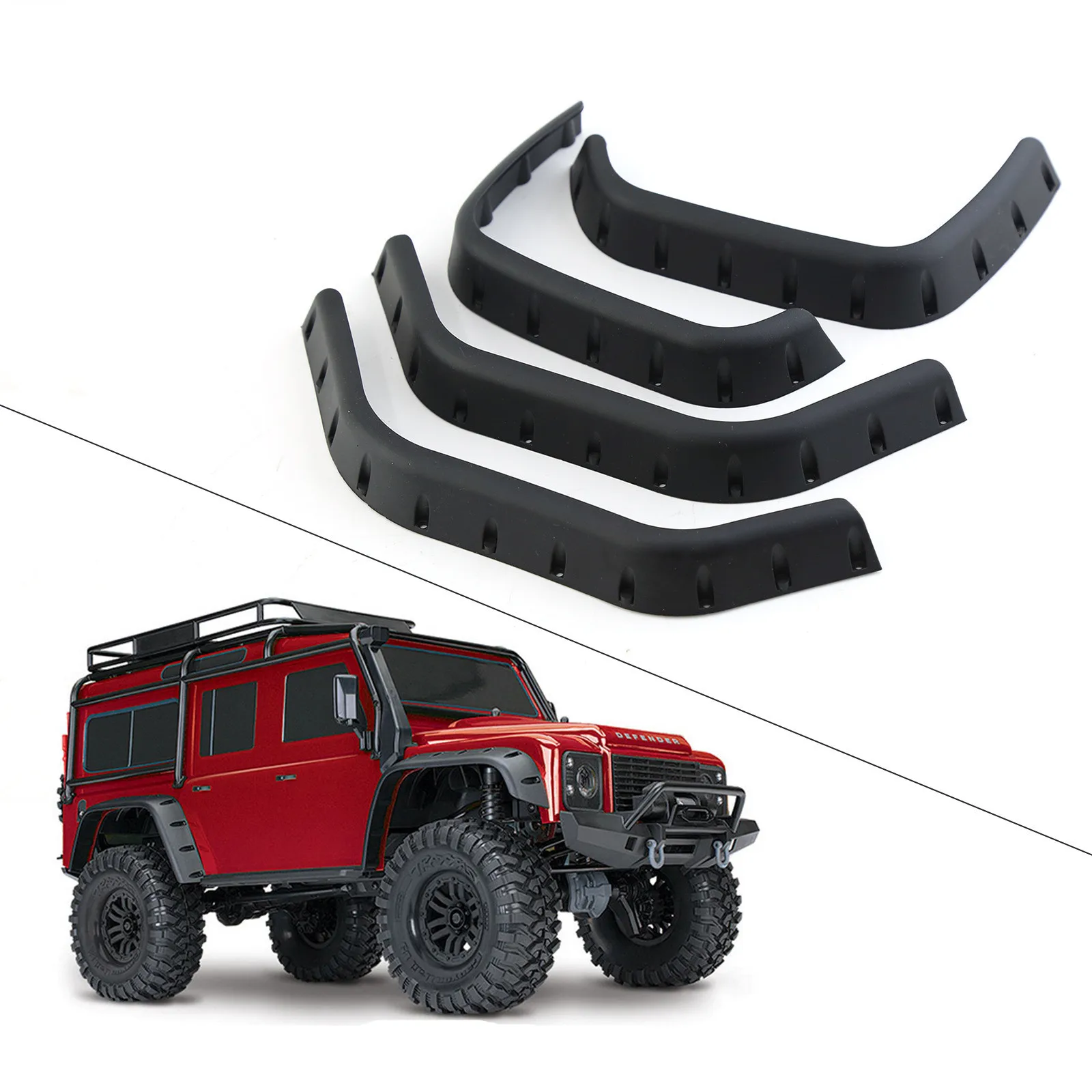 

4Pcs Front and Rear Plastic Fender Flares Prevent Scratch Wheel Eyebrow for TRX-4 1/10 RC Crawler Car Parts