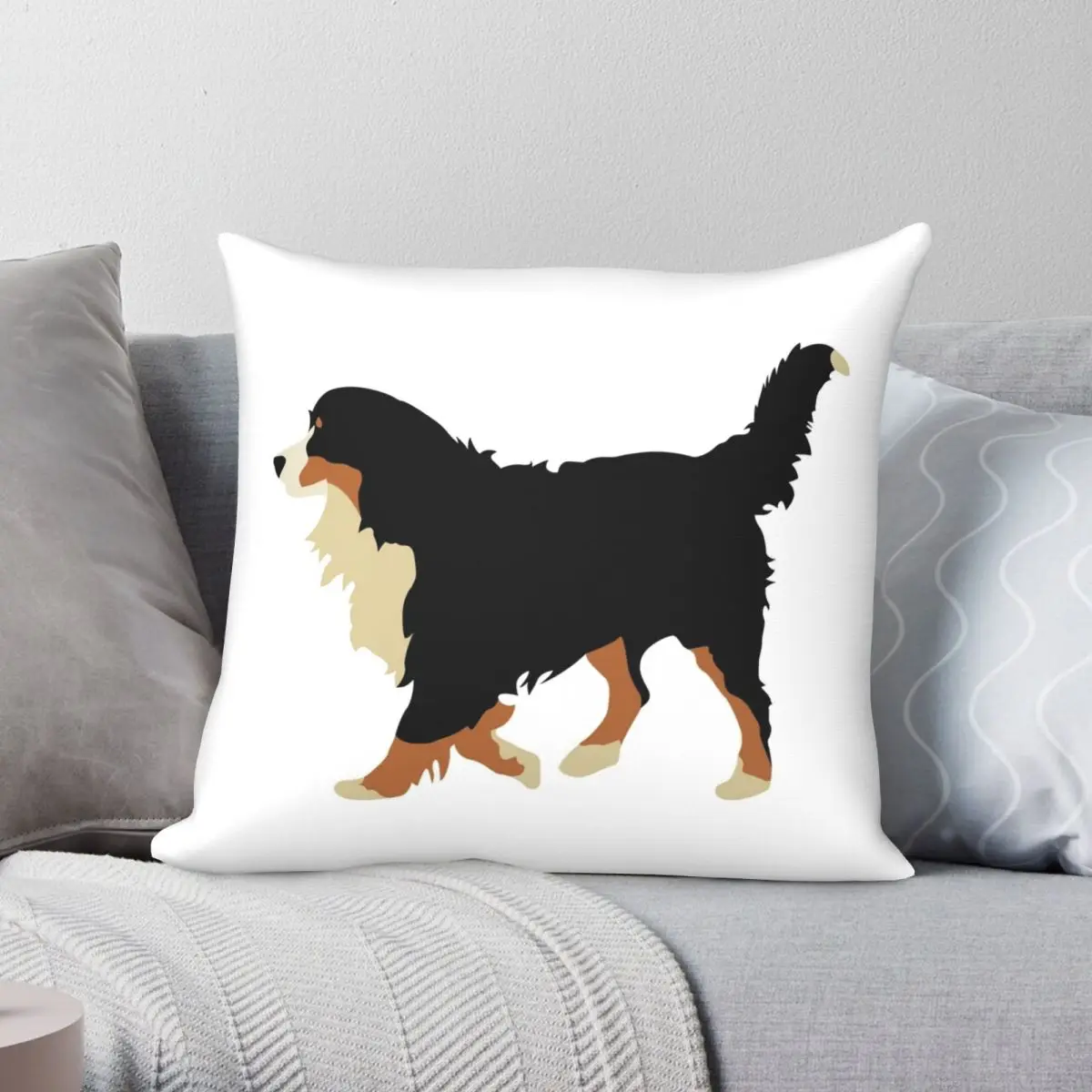 

Квадратная наволочка Bernese Mountain Dog из полиэстера и льна