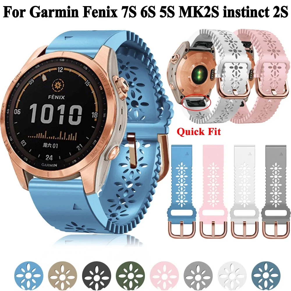 

20mm Silicone Watchband For Garmin Fenix 6S Pro 5S Plus 7S Strap Bracelet Descent Mk Instinct 2S D2 Delta S QuickFit Band Correa