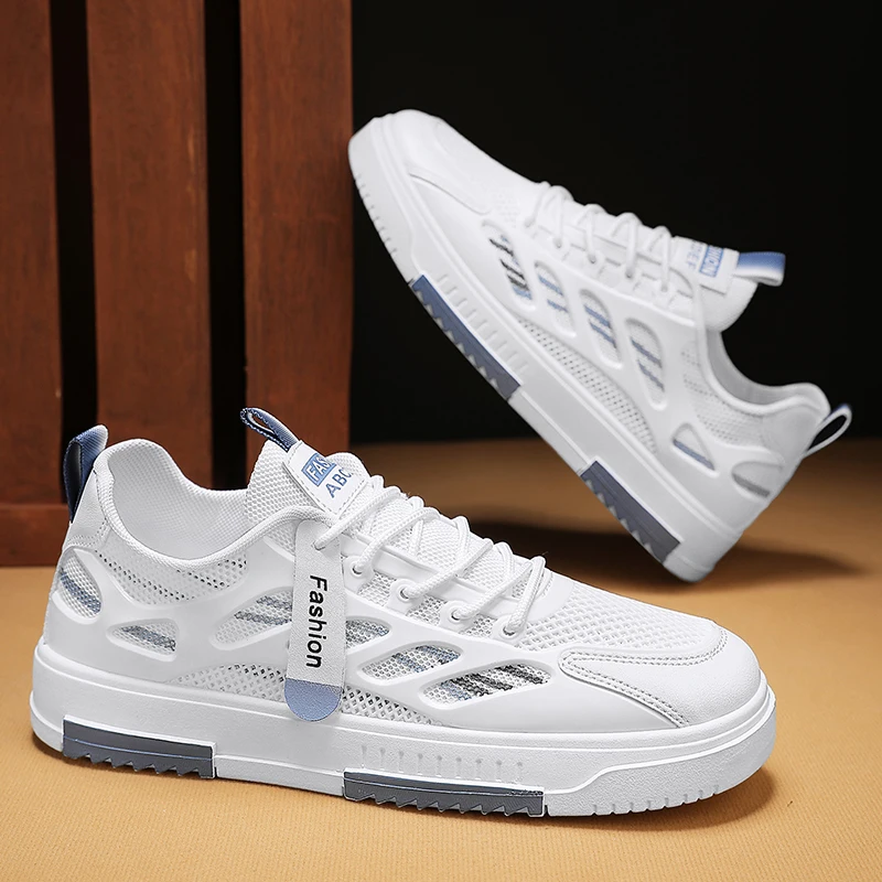 

Летняя дышащая Повседневная маленькая белая обувь, модная универсальная мужская обувь, Мужская Спортивная повседневная обувь для скейтборда из сетчатого материала с защитой от запаха