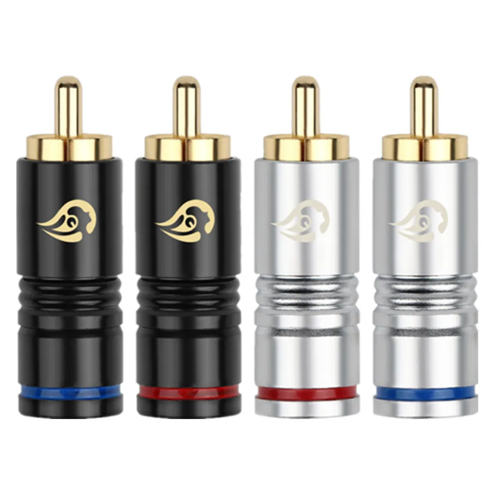 

Hifi Speaker Terminals RCA Connectors Male Carbon Fiber 24K Gold Plated Copper Lotus Socket RCA Adapter Jack Locking Audio Plug