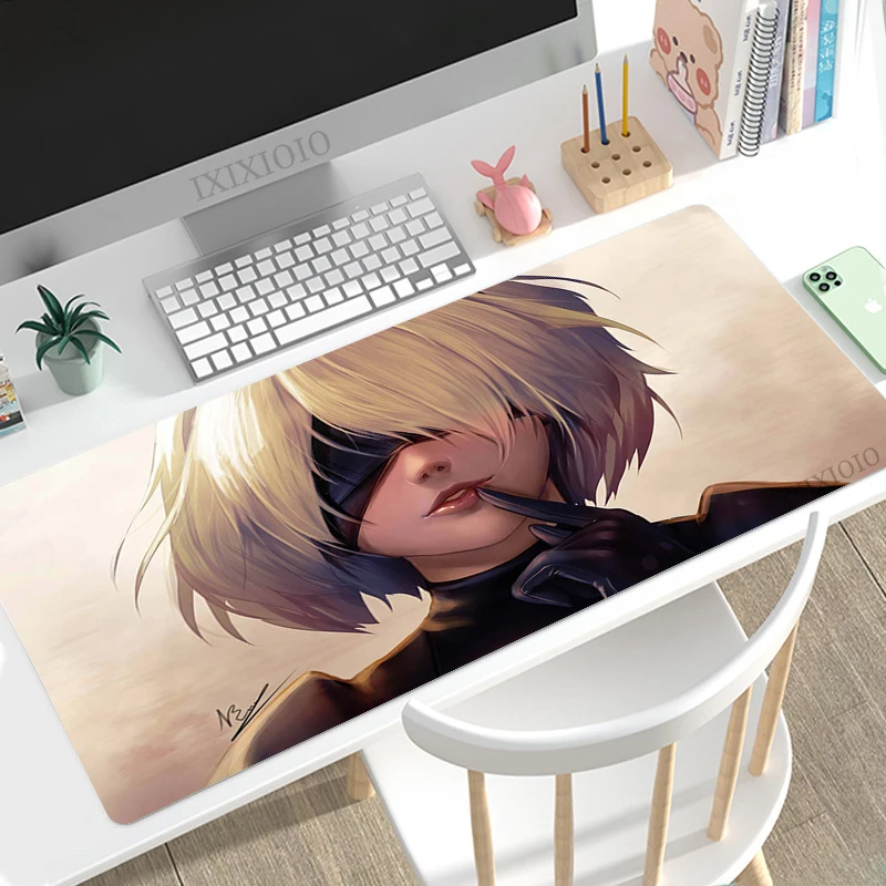 

Коврик для мыши с надписью Nier Automata 2b XL, большой коврик для мыши под заказ, размер XXL, коврик для мыши из натурального каучука, нескользящий ков...