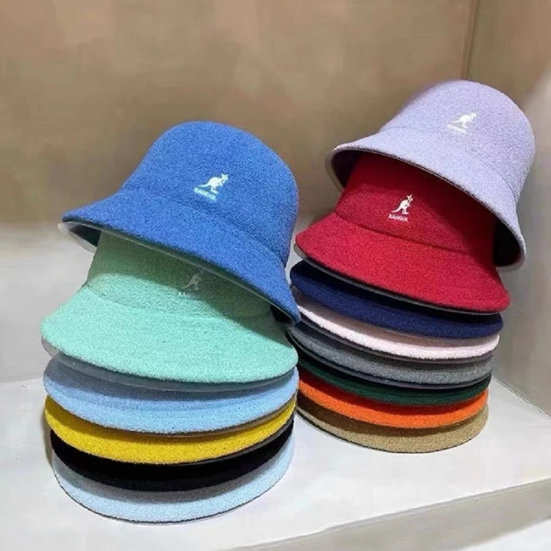 

kangol Lamb Faux Fur Bucket Hat Winter Warm Teddy Velvet Hats Caps For Women Lady Outdoor Fisherman Hat