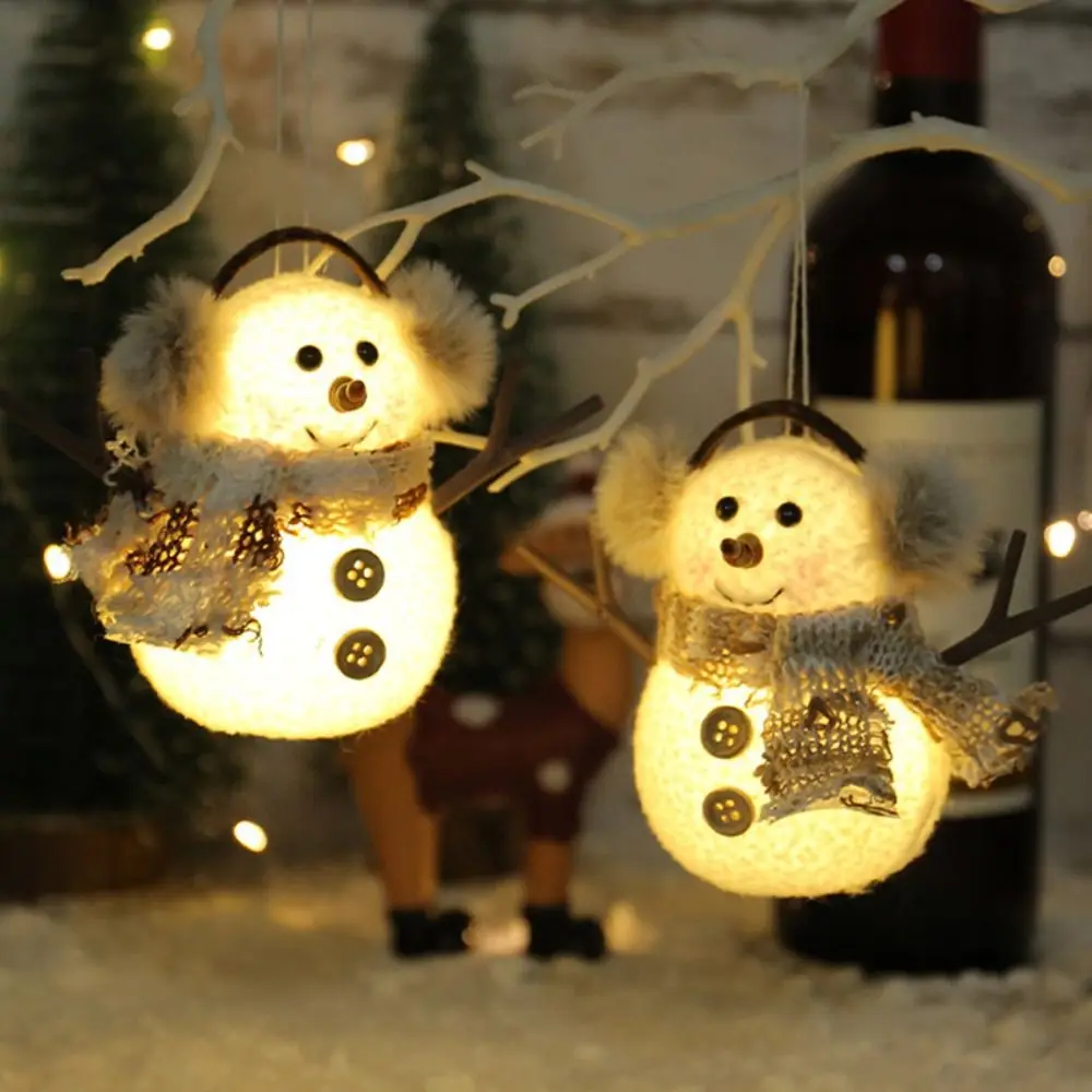 Шарф в клетку полоску снеговик лось светящаяся игрушка Рождественская кукла с