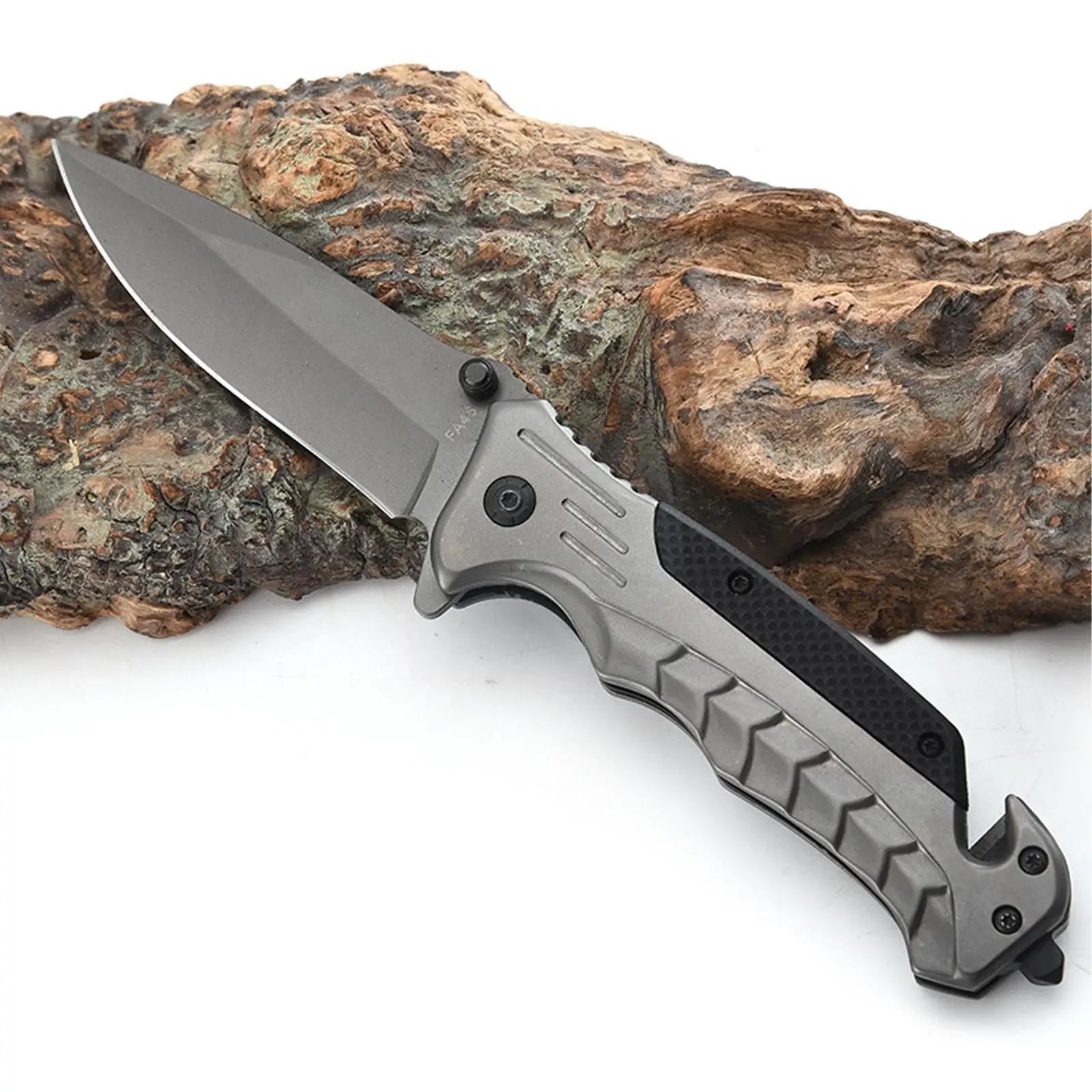 

220mm Folding Knife with Steel Handle Outdoor Camping Multifunction Tools FA18 Sabre Hand Self-Defense Fruit Hunt Tactical T7Q5