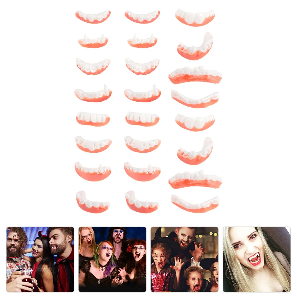 

24 Pcs Halloween Costumes Dentures Cosplay Teeth Funny Fangs Plastic Fake Supplies
