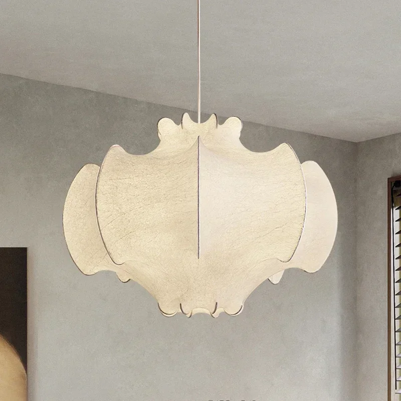 Фото Nordic Creative Silk Wabi-Sabi Wind Led E27 Pendant Lights Living Dining Room Bedroom Home Decor Chandelier Hanging Lamp Fixture №1