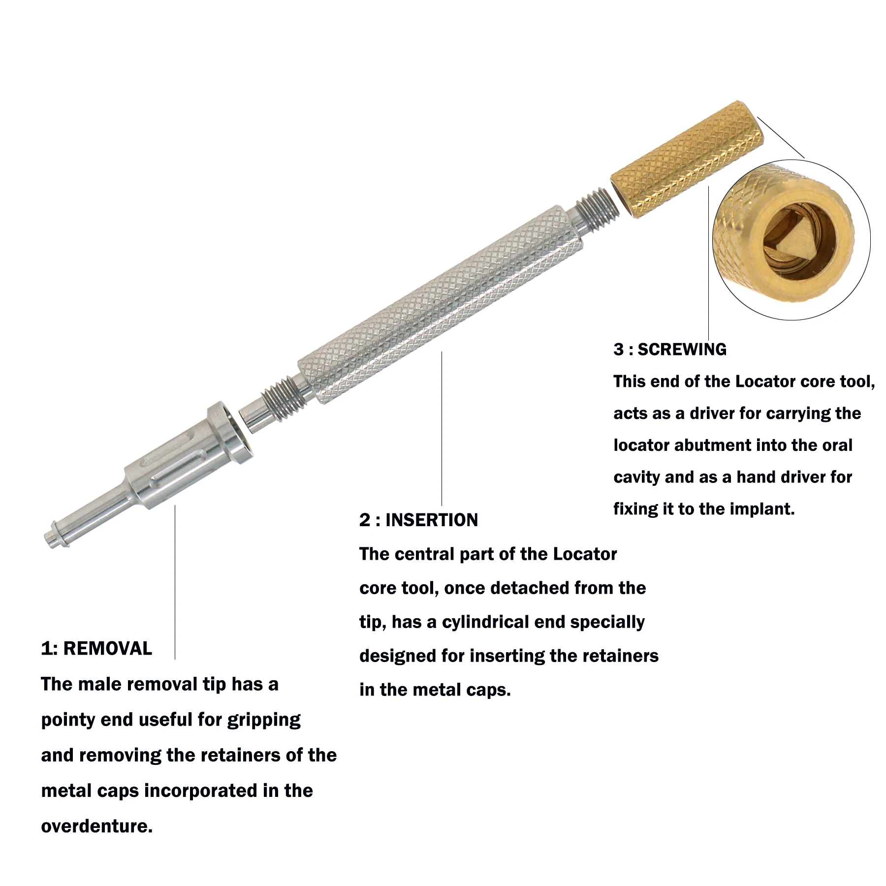 Инструмент для локатора зубных имплантатов 3 в 1 инструмент с металлической