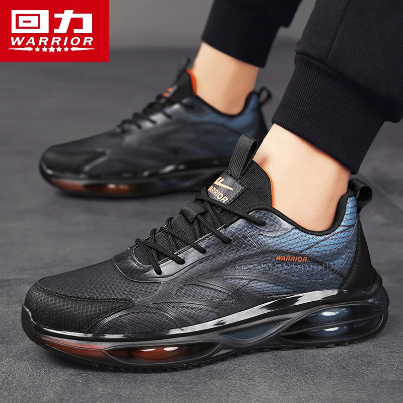 Warrior Men's Shoes Autumn Breathable Casual Mesh Sports Air Cushion Shock Absorption Increased Non-Slip Running Black Daddy ...