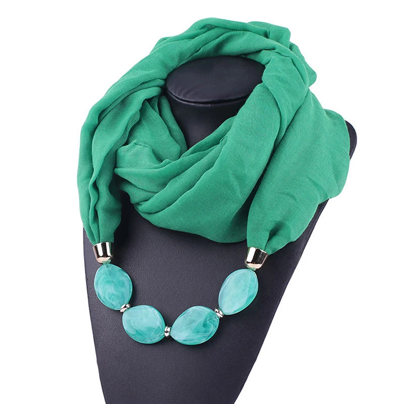 

Solid Color Jewelry Statement Necklace Pendant Scarf Women Bohemia Neckerchief Foulard Femme Accessories Hijab Stores