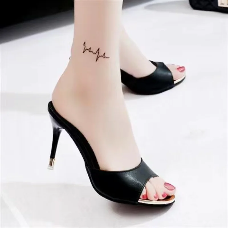 

Size 35-42 Sexy Pointed Toe Mules High Heels 11.5CM Slippers Summer Fashion Mixed Color Slip On Sliders Shoes Women Sandal