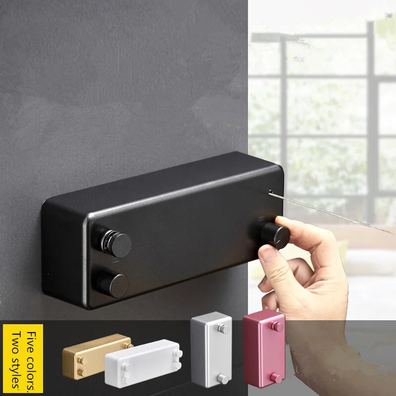 

Сушилка для белья из нержавеющей стали, настенный двухрядный Телескопический стеллаж для сушки белья в ванную комнату