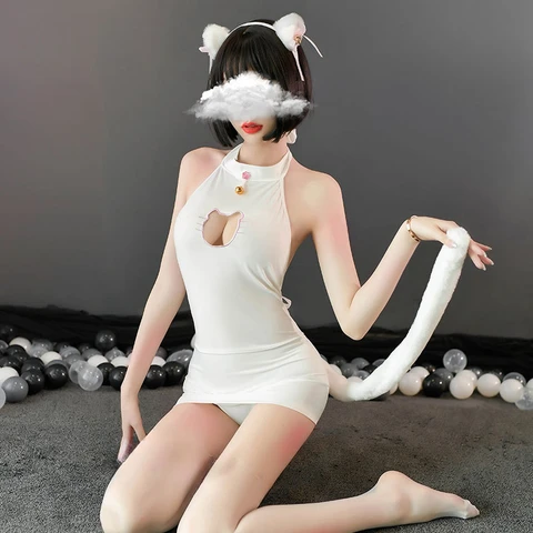 Женское сексуальное нижнее белье для девушек Miku с оборками брифы в комплекте Neko Maid вышитые уши чокер японское аниме Кошка Косплей