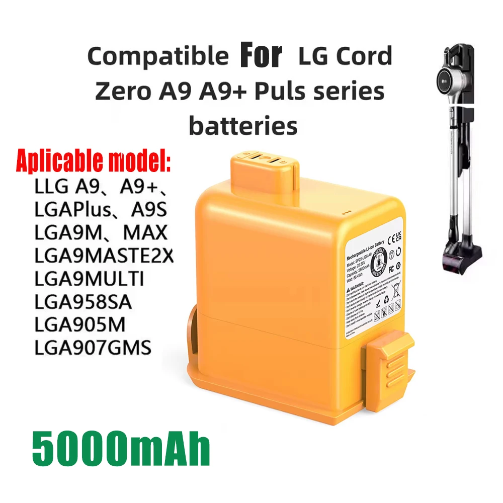 Аккумулятор 25 55 в 5000 мАч для LG Cord Zero A9/A9 +/PLUS A905M A907GMS A9 MAX A958/SK/SA Series EAC63758601 EAC63382208