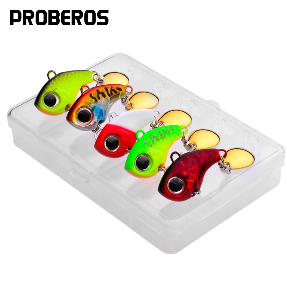 

PROBEROS 5Pcs Vib Spoon 5-10-15-20g Metal Fishing Lures Bait Bass Pike Trout Jig Spinnerbait Sequins Vibrating Whopper Pesca