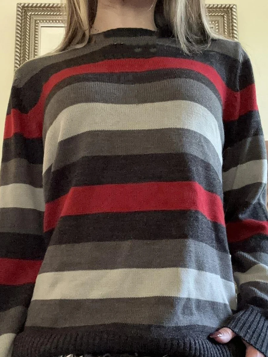 Женский осенне-зимний вязаный свитер с длинным рукавом и круглым вырезом в