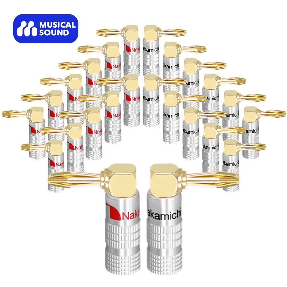 

Musical Sound Right Angle Banana Plug Speaker Cable Wire Connector for HiFi DIY Closed Screw Speaker Cable Wire Audio Connector