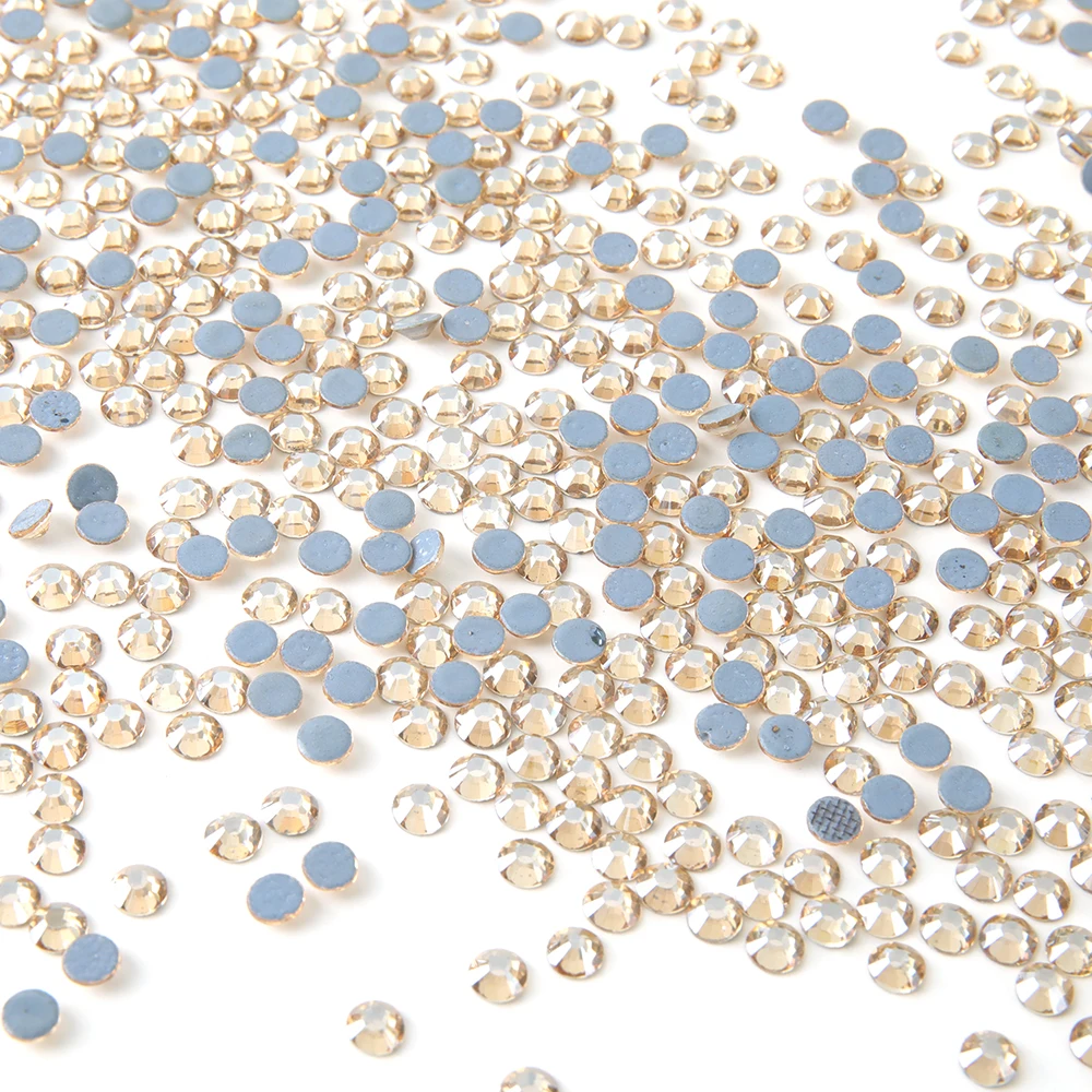 

Golden Shadow Quality Glass Crystal HotFix Rhinestones glue Flatback Iron Stone For DIY Nail Art Fabric Clothes Decoration dress