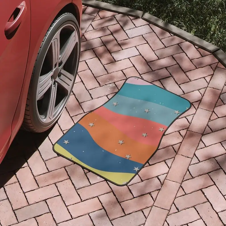 

Aesthetic minimalist Car Floor Mats, Vintage style rainbow boho Car Floor Mats, Hippie Car Mat Car Accessories mat, Retro Car In