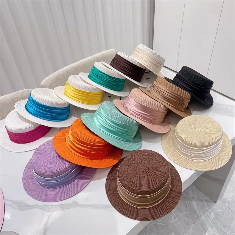 

2023 Summer Hat New Women's Sun Hat Folding Beach Hat Large brim Travel Sun Protection Flat Top Sun Hat Straw Hat